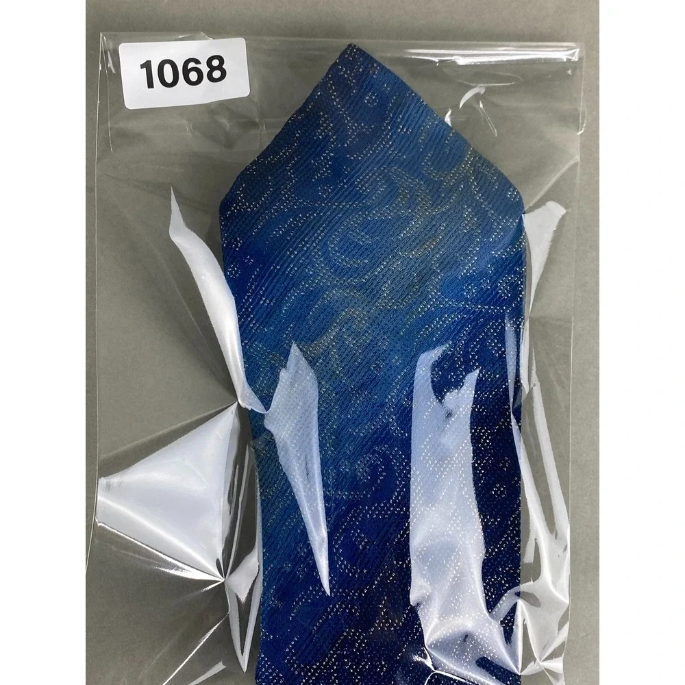 VTG Mens Tie Rhodia Acetate Woven France Royal Blue Metallic Brocade 70s 57x4